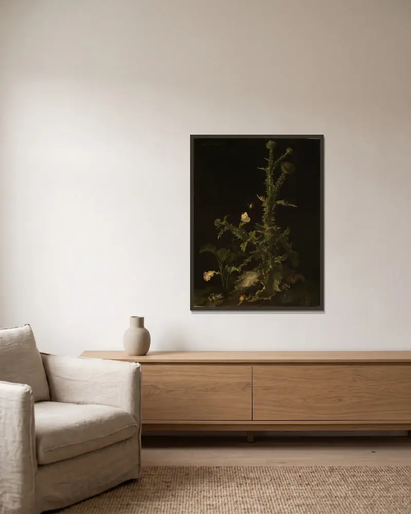 Distel mit verschiedenen Tieren av Willem van Aelst inramad på en vägg