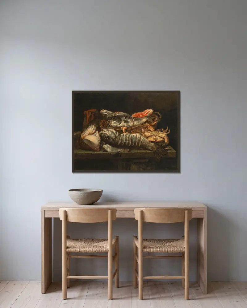 Ryby i skorupiaki, Abraham van Beyeren w ramie na ścianie