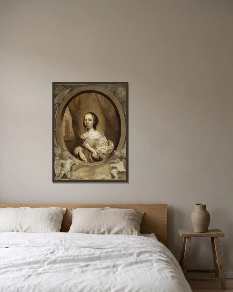 Anna Maria van Schurman von Cornelis Jonson van Ceulen gerahmt an einer Wand