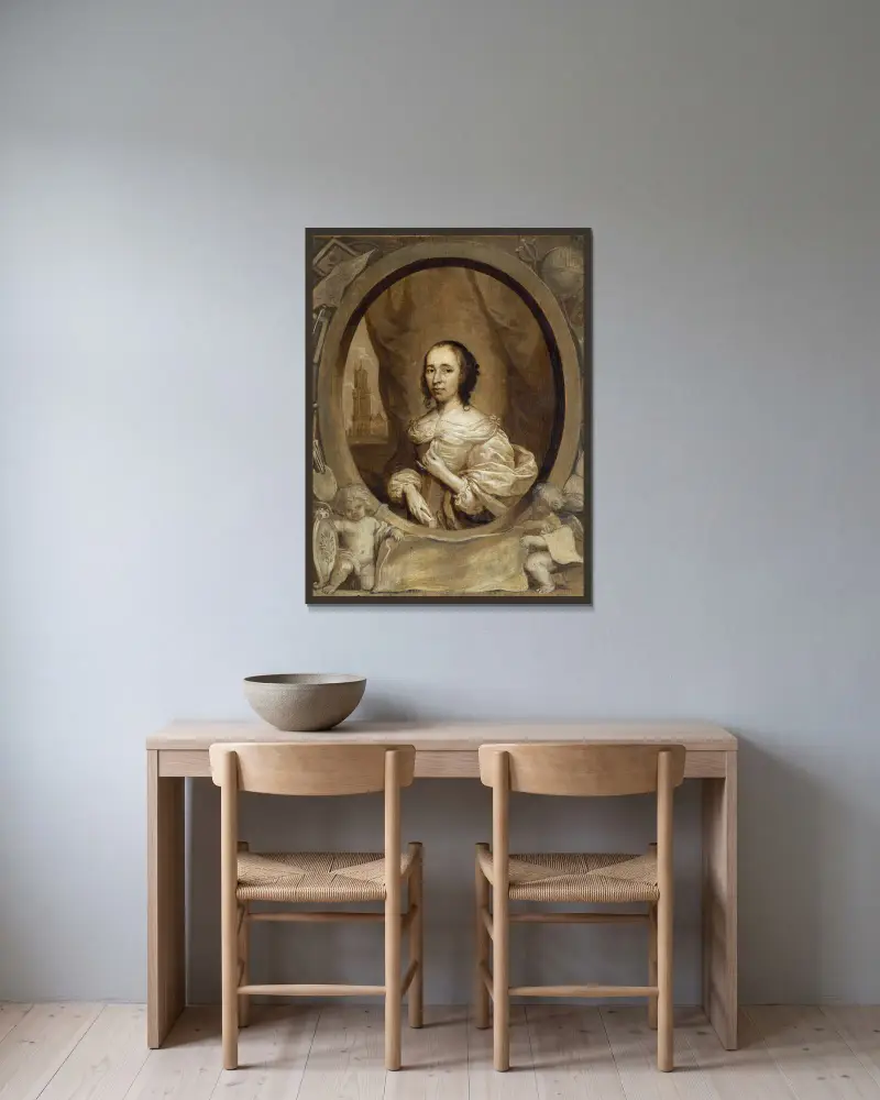 Anna Maria van Schurman von Cornelis Jonson van Ceulen gerahmt an einer Wand