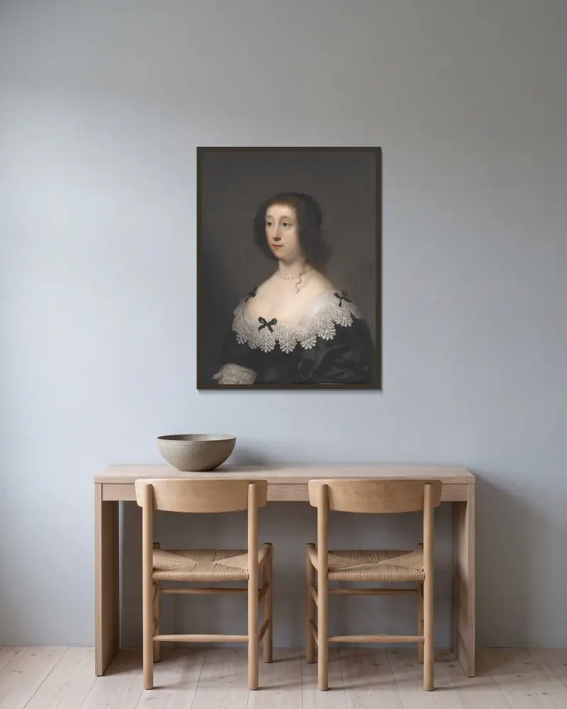 Lettice Morison, vicomtessa Falkland av Cornelis Jonson van Ceulen inramad på en vägg