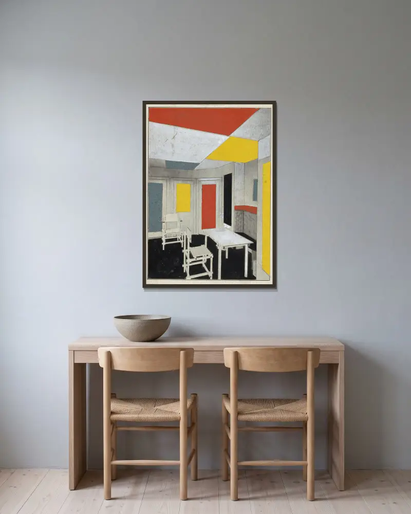 Colour solution av Theo van Doesburg inramad på en vägg