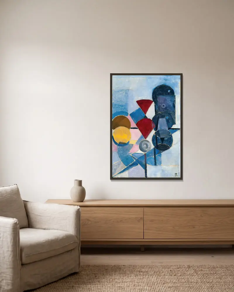Komposition II (Stillleben) von Theo van Doesburg gerahmt an einer Wand