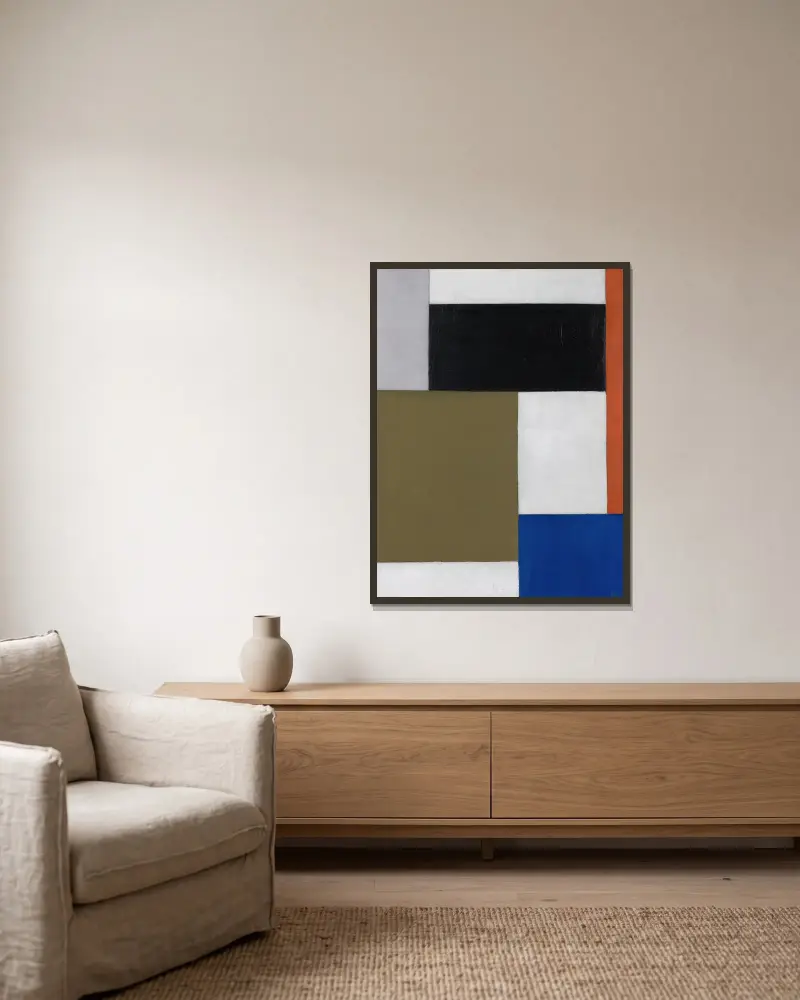 Komposition von Theo van Doesburg gerahmt an einer Wand
