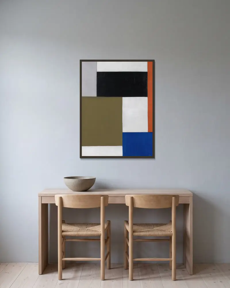 Komposition von Theo van Doesburg gerahmt an einer Wand