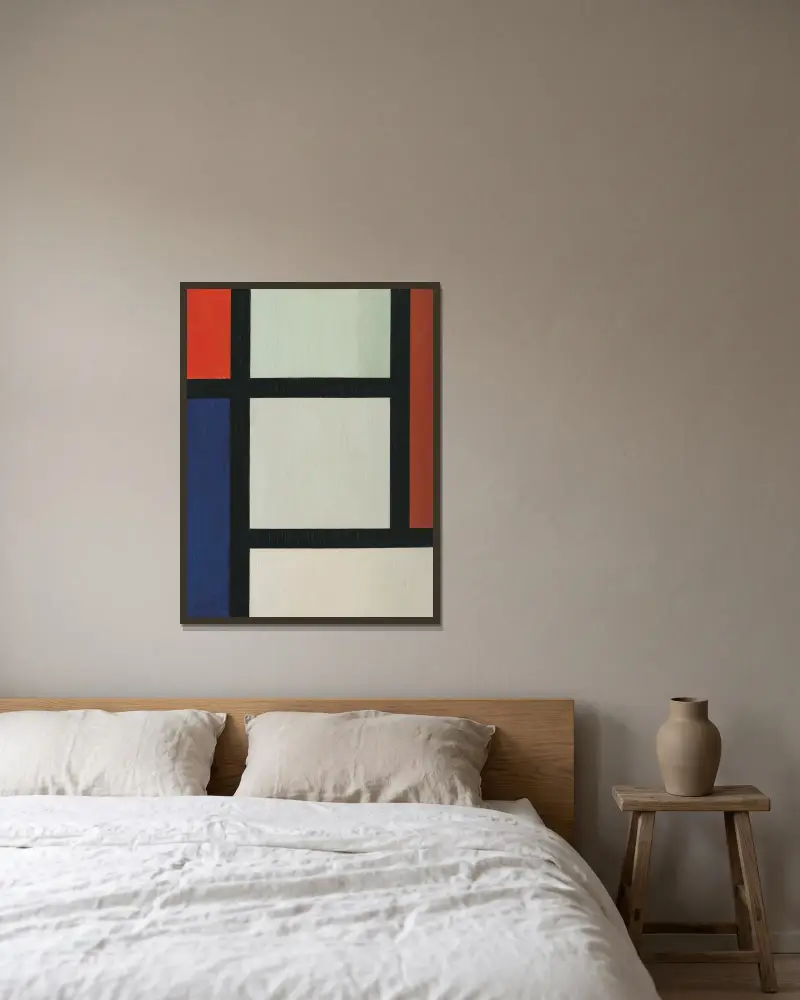 Kontra-Komposition von Theo van Doesburg gerahmt an einer Wand