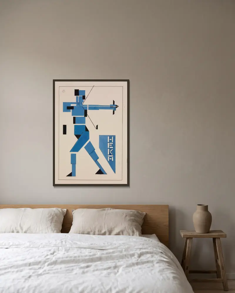 Entwurf für ein Plakat, 1919 von Theo van Doesburg gerahmt an einer Wand