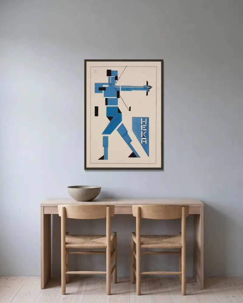 Entwurf für ein Plakat, 1919 von Theo van Doesburg gerahmt an einer Wand