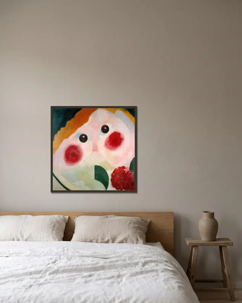 Mädchen mit Butterblumen von Theo van Doesburg gerahmt an einer Wand