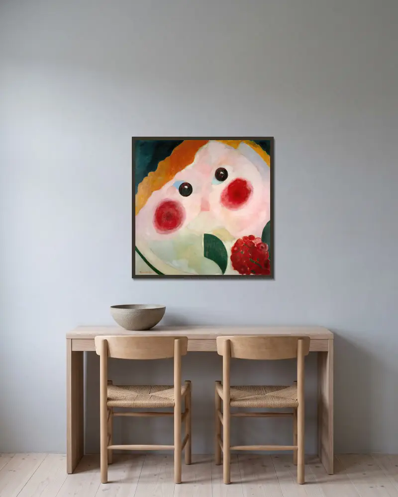 Mädchen mit Butterblumen von Theo van Doesburg gerahmt an einer Wand