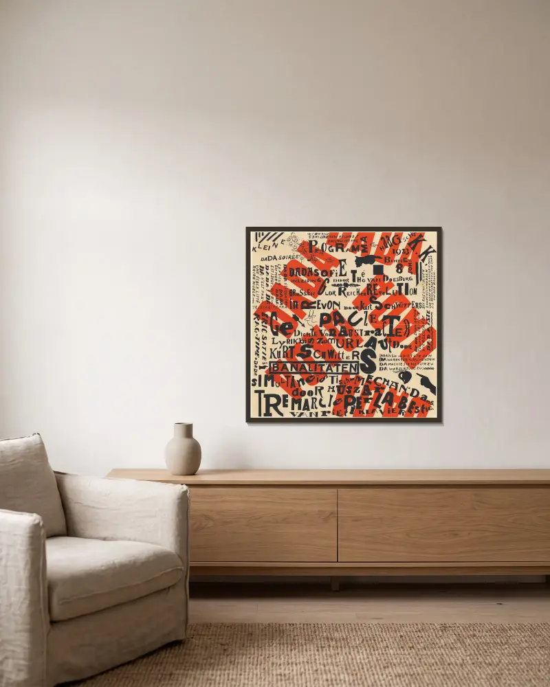 Kleine Dada Soirée (Wielki wieczór dadaistyczny), Theo van Doesburg w ramie na ścianie