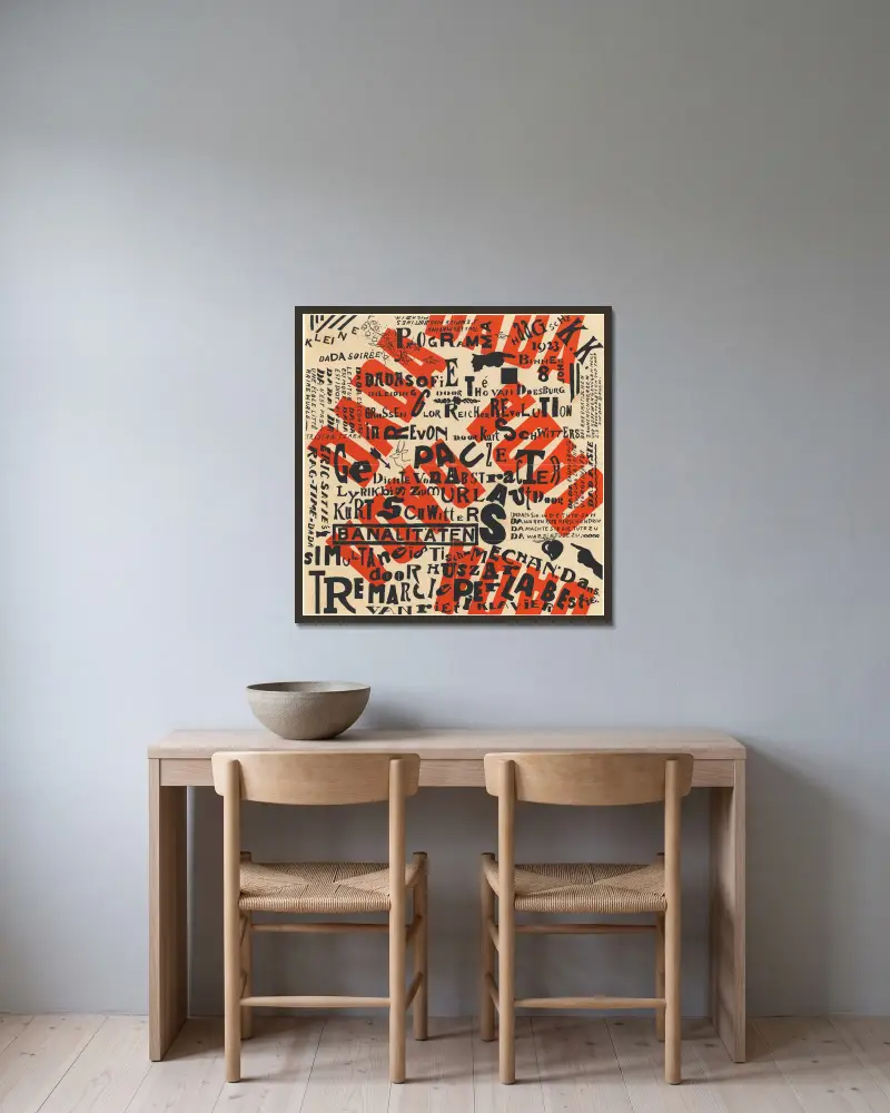 Kleine Dada Soirée (Wielki wieczór dadaistyczny), Theo van Doesburg w ramie na ścianie