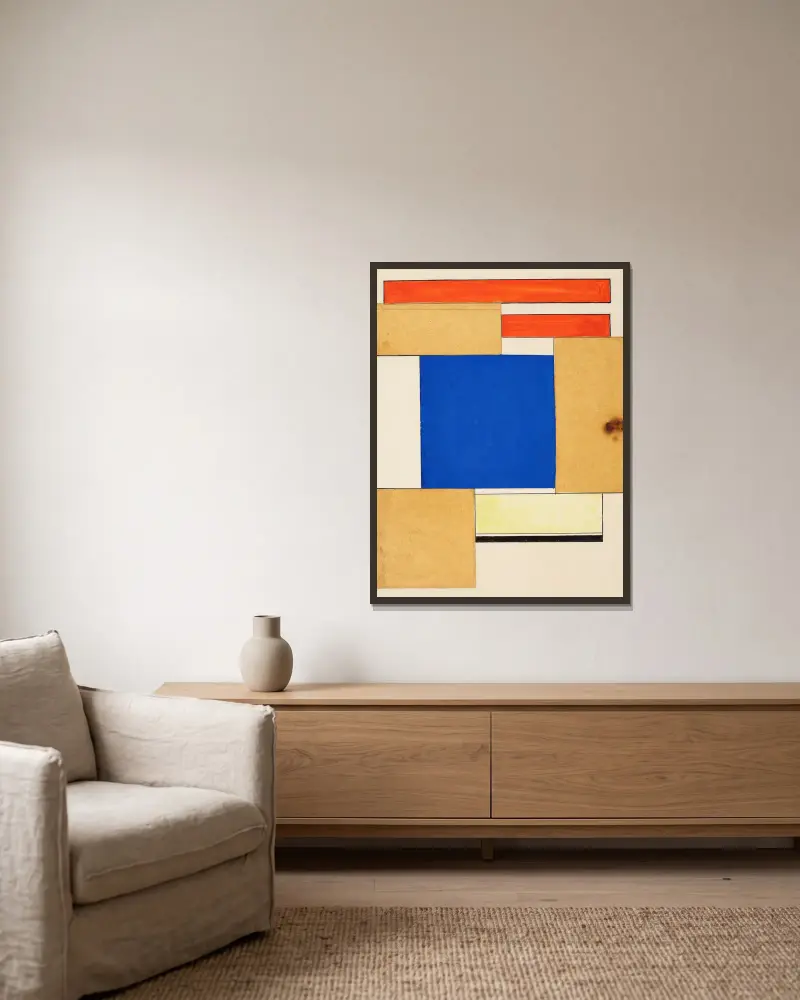 L'architecture vivante von Theo van Doesburg gerahmt an einer Wand