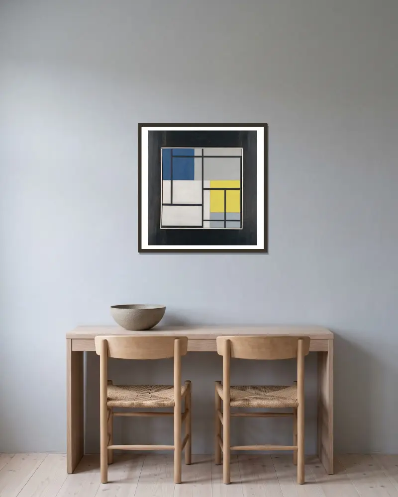 Simultaneous Composition av Theo van Doesburg inramad på en vägg
