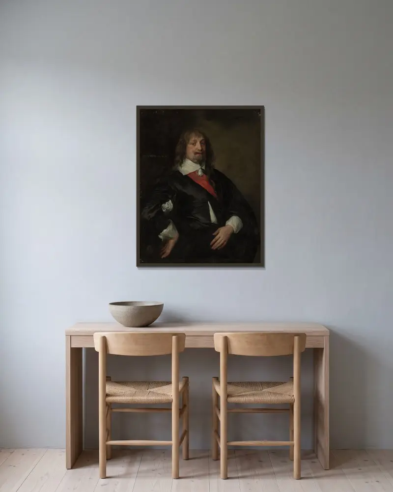 A portrait of Sir Robert Howard av Anthony van Dyck inramad på en vägg