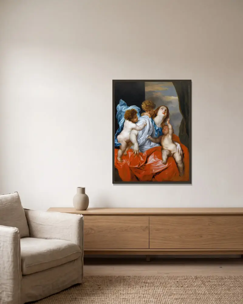 Caritas von Anthony van Dyck gerahmt an einer Wand
