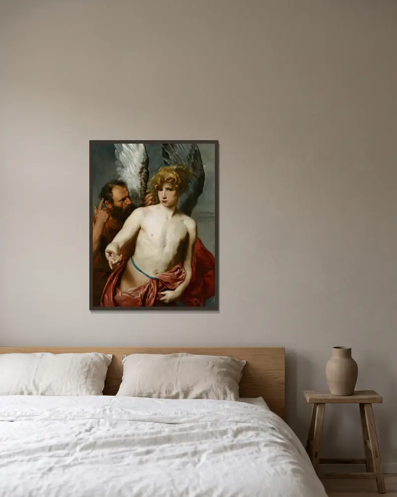 Dädalus und Ikarus von Anthony van Dyck gerahmt an einer Wand