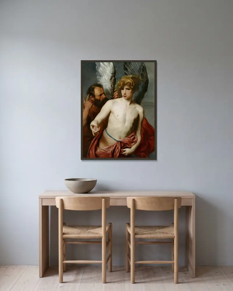 Dädalus und Ikarus von Anthony van Dyck gerahmt an einer Wand