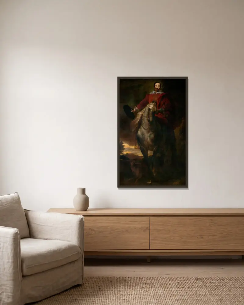 Jezdecký portrét, Anthony van Dyck v rámu na stěně