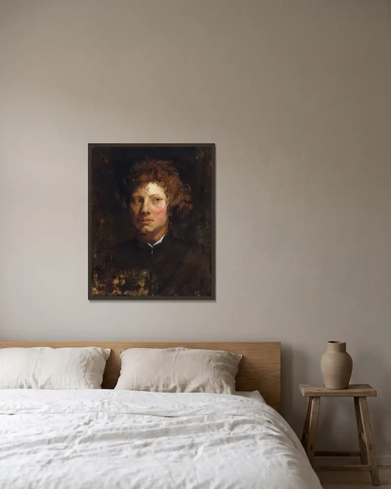 Head of a Young Man av Anthony van Dyck inramad på en vägg