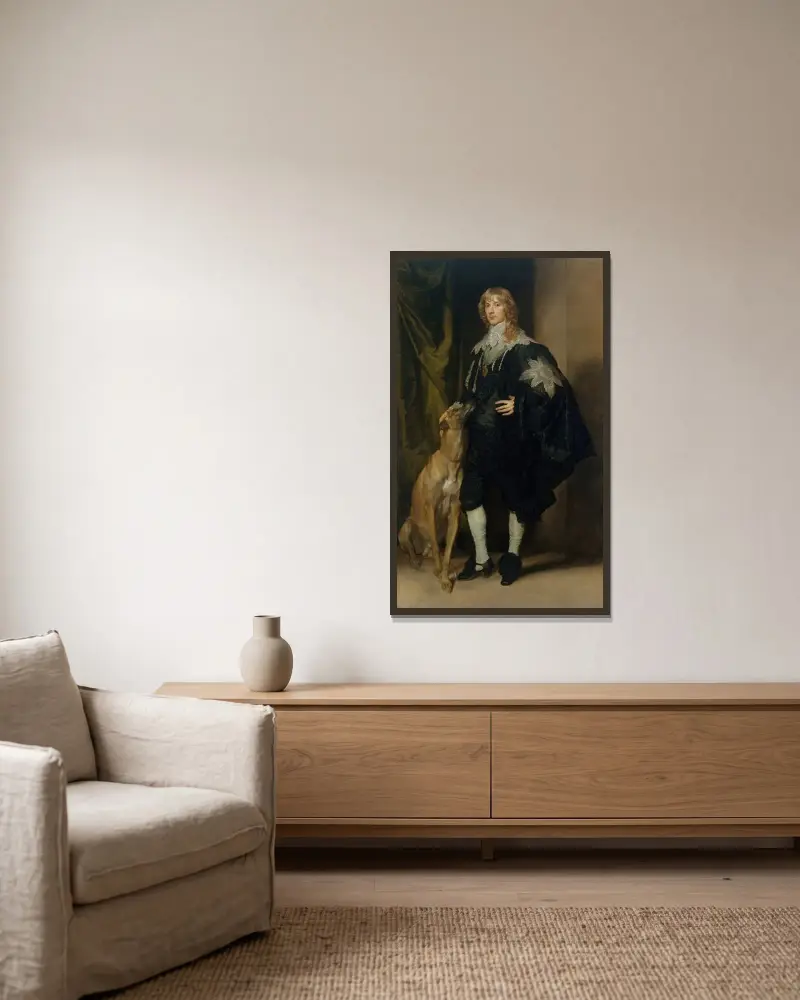 James Stuart (1612–1655), Duke of Richmond and Lennox av Anthony van Dyck inramad på en vägg