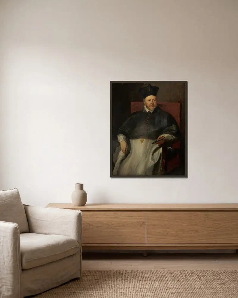 Joannes Malderus, Bishop of Antwerp av Anthony van Dyck inramad på en vägg