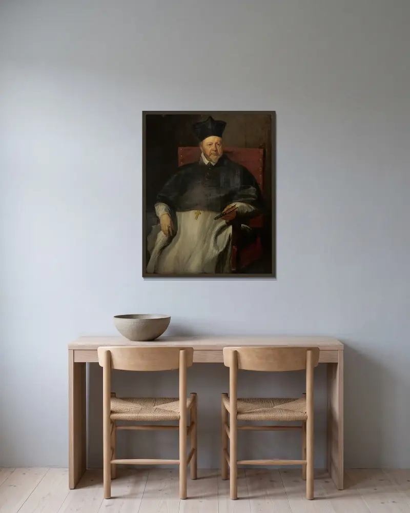 Joannes Malderus, Bishop of Antwerp av Anthony van Dyck inramad på en vägg