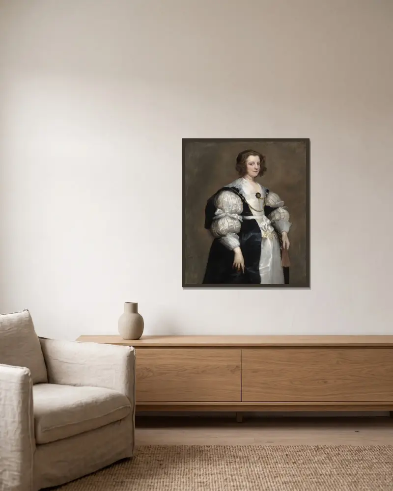 Dáma s vějířem, Anthony van Dyck v rámu na stěně