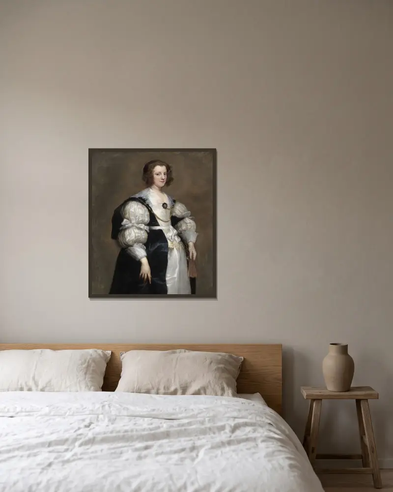 Dáma s vějířem, Anthony van Dyck v rámu na stěně