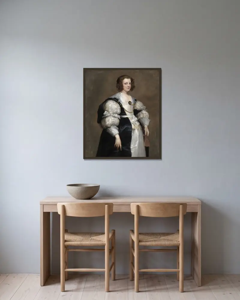 Dáma s vějířem, Anthony van Dyck v rámu na stěně