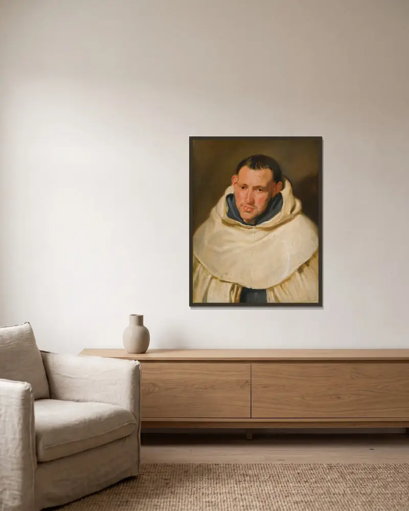 Portrait Of A Carmelite Monk, Head And Shoulders av Anthony van Dyck inramad på en vägg