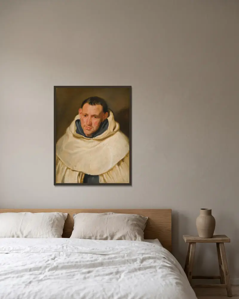 Portrait Of A Carmelite Monk, Head And Shoulders av Anthony van Dyck inramad på en vägg
