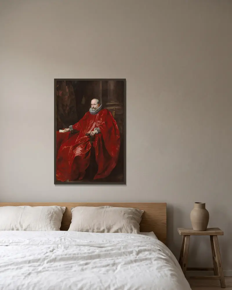 Portrait Of Agostino Pallavicini av Anthony van Dyck inramad på en vägg