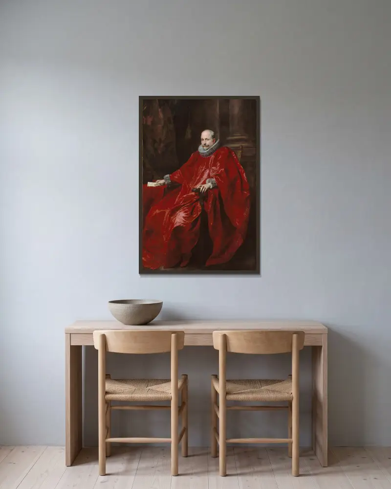 Portrait Of Agostino Pallavicini av Anthony van Dyck inramad på en vägg
