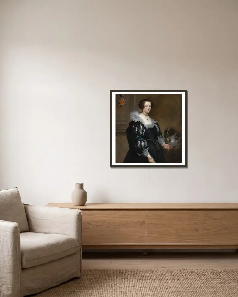 Portrait of Anna Wake av Anthony van Dyck inramad på en vägg
