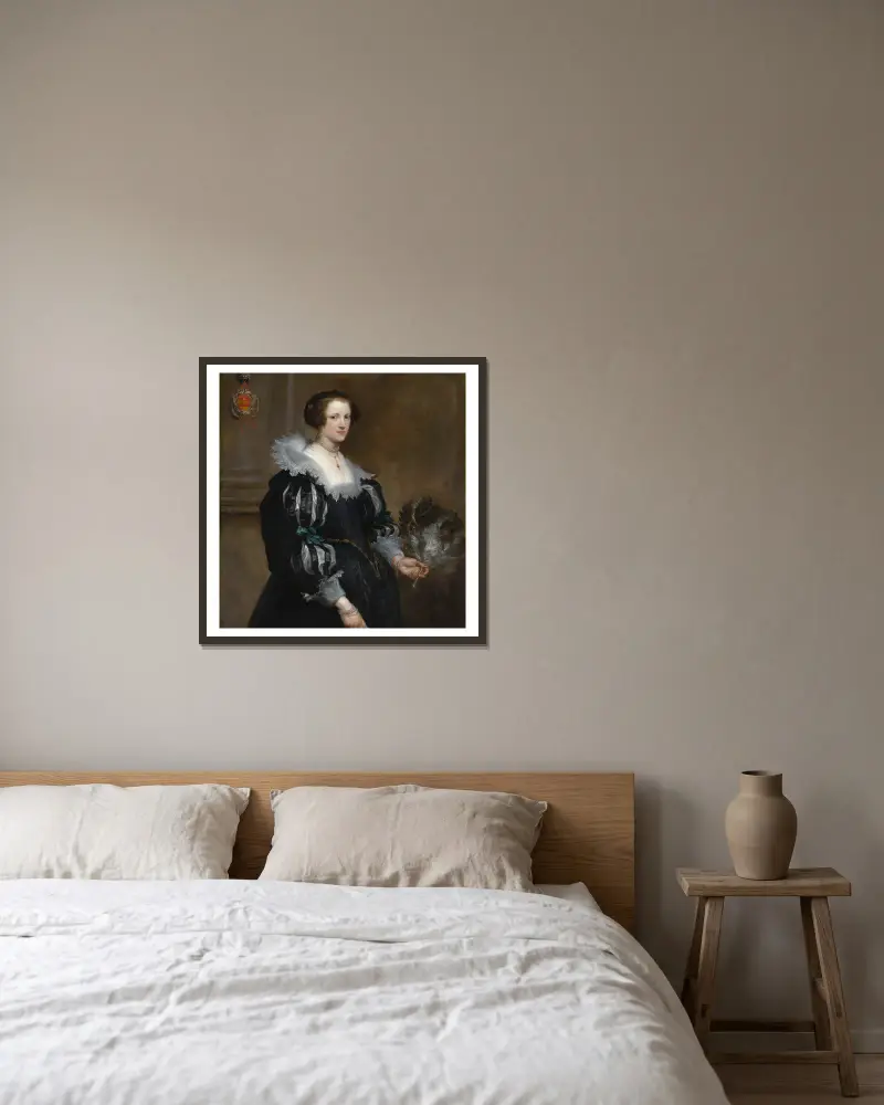 Portrait of Anna Wake av Anthony van Dyck inramad på en vägg