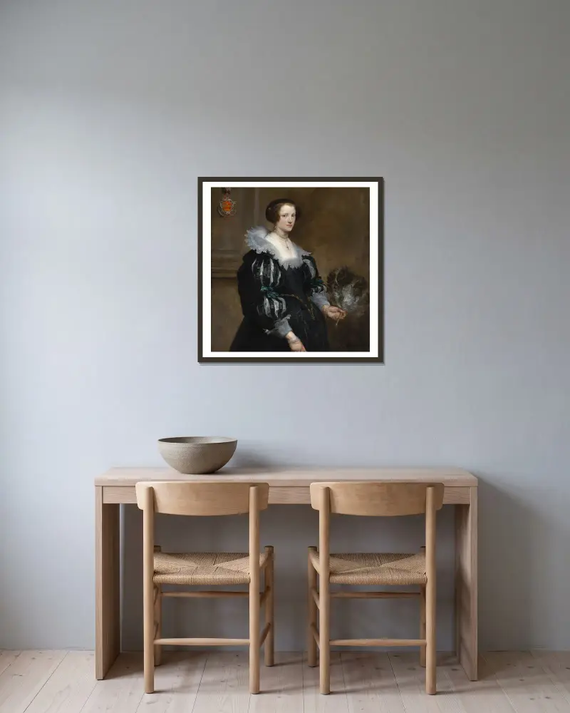 Portrait of Anna Wake av Anthony van Dyck inramad på en vägg