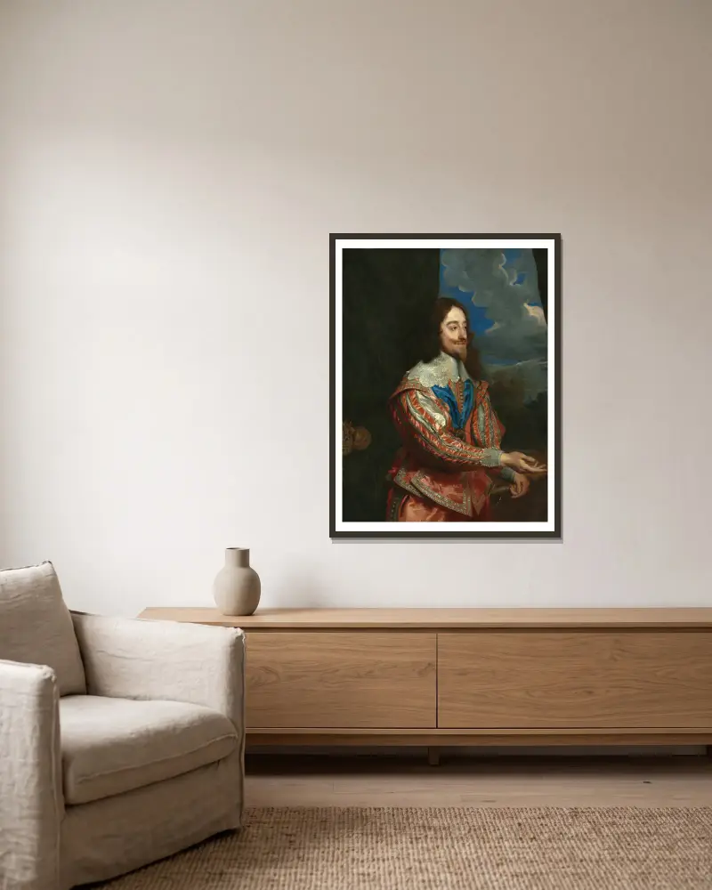 Portrait of Charles I (1600-1649) av Anthony van Dyck inramad på en vägg
