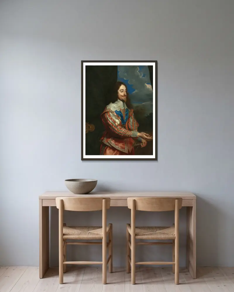 Portrait of Charles I (1600-1649) av Anthony van Dyck inramad på en vägg