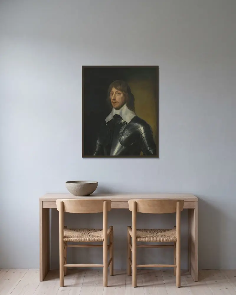 Portrait Of George, Baron Goring av Anthony van Dyck inramad på en vägg