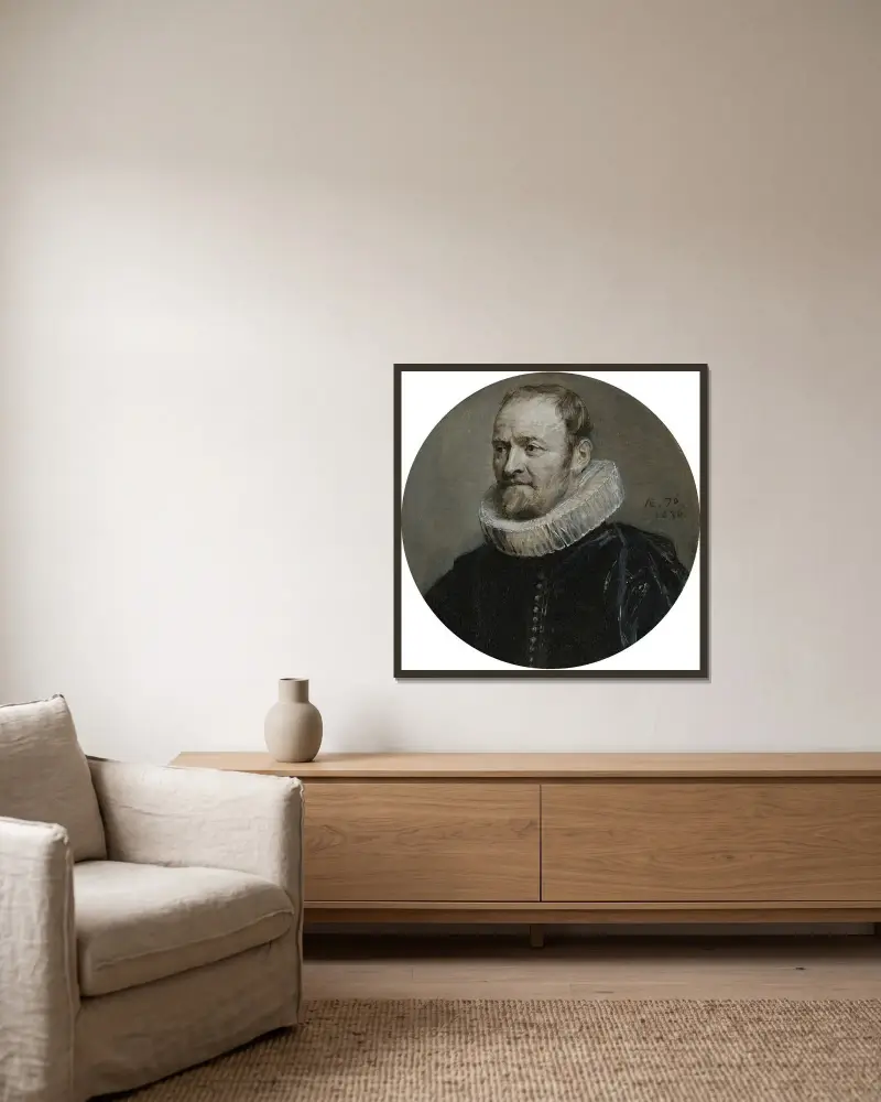 Porträtt av Nicholas Rockox av Anthony van Dyck inramad på en vägg
