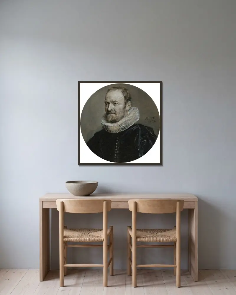 Porträtt av Nicholas Rockox av Anthony van Dyck inramad på en vägg