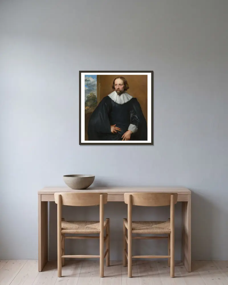 Porträtt av Quintijn Symons av Anthony van Dyck inramad på en vägg