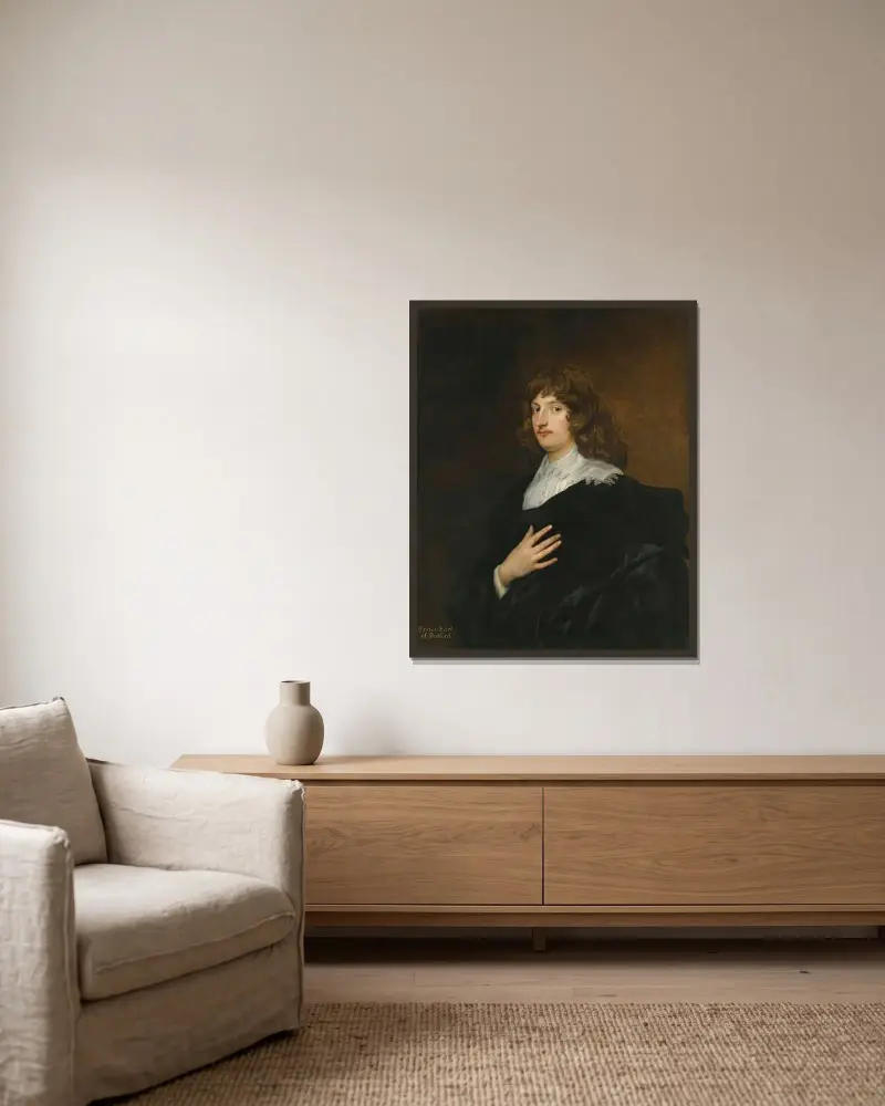 Portrait Of William Russell, 5th Earl And Later 1st Duke Of Bedford av Anthony van Dyck inramad på en vägg