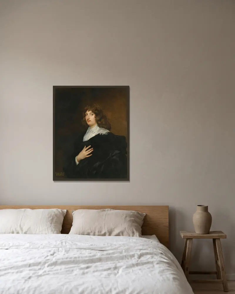 Portrait Of William Russell, 5th Earl And Later 1st Duke Of Bedford av Anthony van Dyck inramad på en vägg