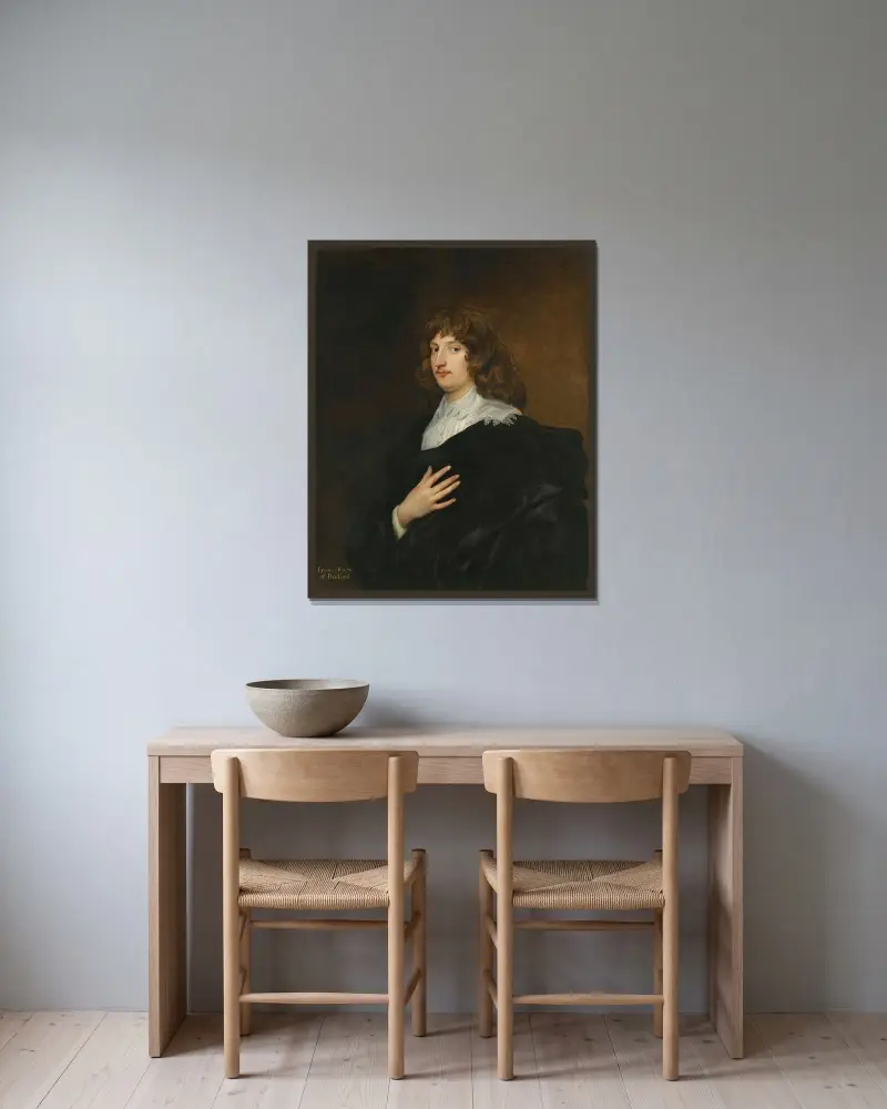 Portrait Of William Russell, 5th Earl And Later 1st Duke Of Bedford av Anthony van Dyck inramad på en vägg