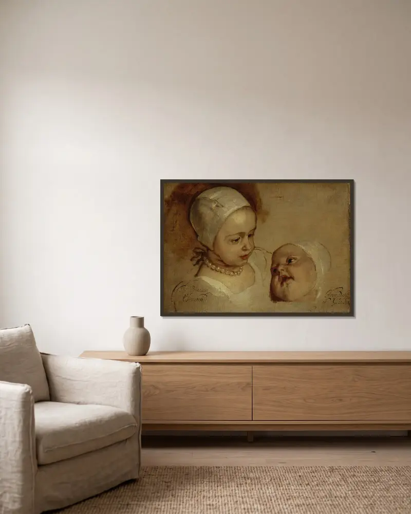 Princess Elizabeth and Princess Anne. Daughters Of Charles I av Anthony van Dyck inramad på en vägg