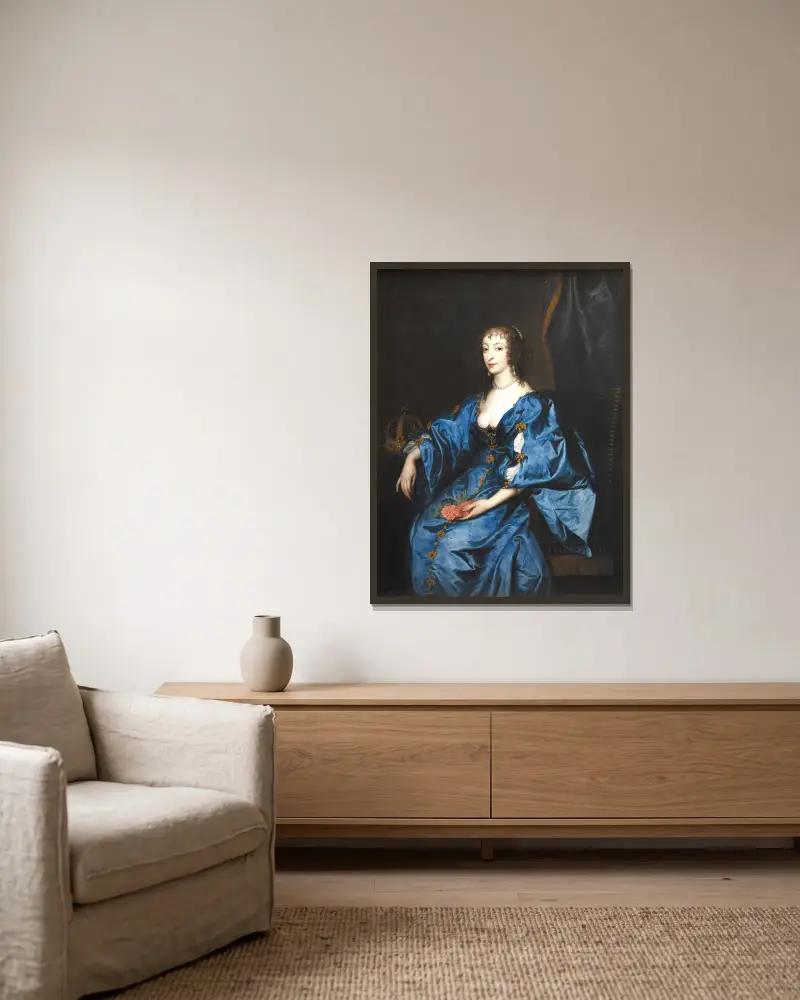 Königin Henrietta Maria von England von Anthony van Dyck gerahmt an einer Wand