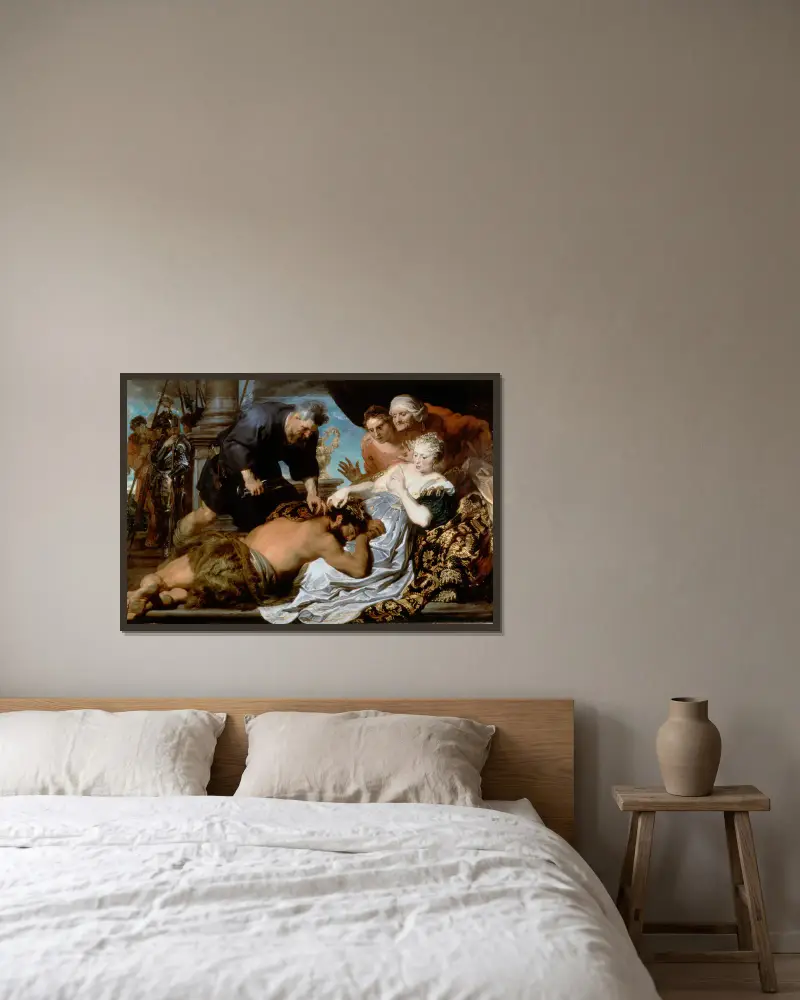 Simson und Delila von Anthony van Dyck gerahmt an einer Wand
