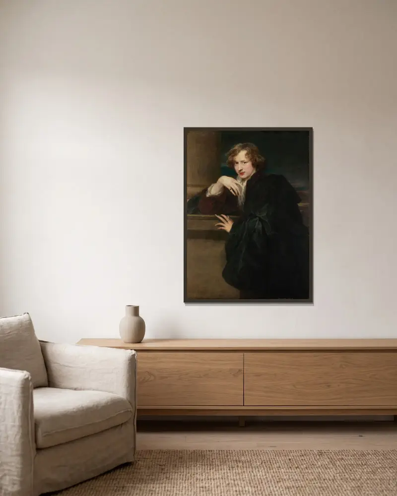 Selbstbildnis von Anthony van Dyck gerahmt an einer Wand